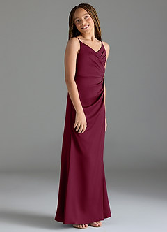 Azazie Maci Junior Klä av Sjöjungfru i Stretch Satin Plisserad image4