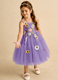 Azazie Osea Flower Girl Dresses Tahiti Ball-Gown Pleated Tulle Dress image1