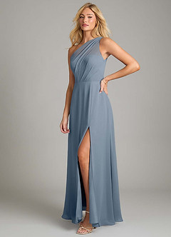 Azazie Phaedra Vestidos de damas de honor Vestido de Crepúsculo de Gasa de Corte en A con Hombro unilateral image5