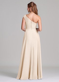 Azazie Melanie 신부 들러리 드레스 A라인 오프 더 숄더 쉬폰 바닥 길이 드레스 image6