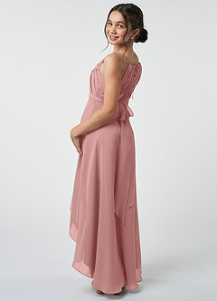 Azazie Oaklynn Junior A-Linie Plissee Chiffon Kleid Altrosa image5