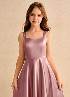 Azazie Makani Girls Formal Sukienki dla dziewczynek sypiących kwiaty Linia A Dekolt w kształcie serca Satyna elastyczna Długość podłogi Sukienka image5