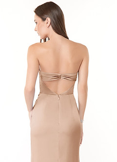 Azazie Leonis Bridesmaid Dresses English Rose Mermaid Pleated Stretch Satin Convertible Dress image5