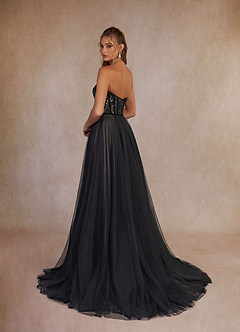 Azazie Persephone Wedding Dresses Black Champagne Ball-Gown Lace Tulle Dress image4