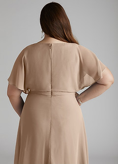 Azazie Aaliyah vestidos de dama de honor modestos Vestido de Corte En A Plisado Scoop Hasta el suelo Gasa image10