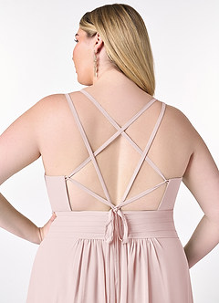 Azazie Farren Brautjungfernkleider Wandelbar A-Linie Plissee Chiffon Kleid Zartrosa image15