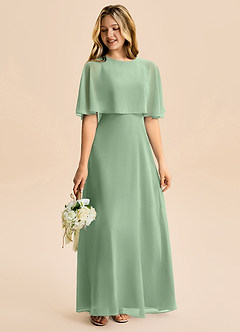 Azazie Maris Junior Abito A-Line in Chiffon Matcha image6
