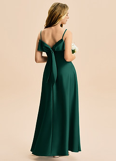 Azazie Isolde Junior Linia A Pofałdowany Satyna elastyczna Długość podłogi Młodsza druhna Sukienka image1