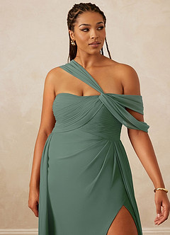 Christian Siriano Bridal for Azazie 1014 Bridesmaid Dresses Eucalyptus A-Line Off the Shoulder Chiffon Dress image15