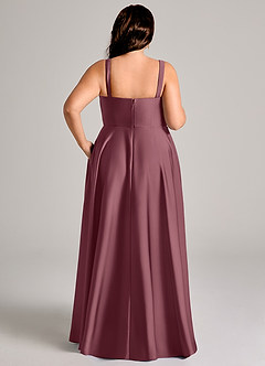 Azazie Shaude Bridesmaid Dresses Desert Rose A-Line Pleated Stretch Satin Dress image14