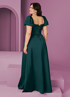 Barbie ♥ Azazie Bridesmaid Dresses Pine A-Line Ruched Stretch Satin Dress image11