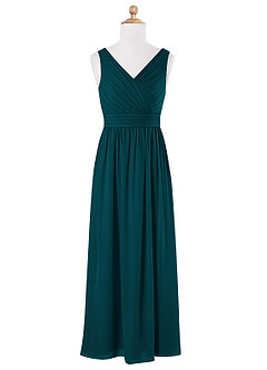 Azazie Kora Junior Pine A-Line Pleated Chiffon Dress image5