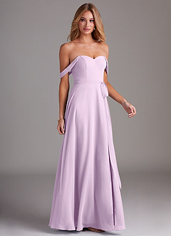 Azazie Aaron Jurken voor bruidsmeisjes Converteerbaar Jurk van Chiffon met A-Lijn Off the Shoulder Frosted Lila image6