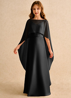 Azazie Fishie Girls Formal Abiti da Ragazza di Fiori Abito A-Line in Raso Opaco Nero image5