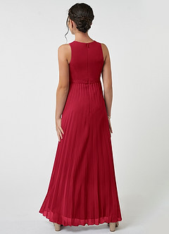 Azazie Lindie Junior Scarlet A-Line Pleated Chiffon Dress image2