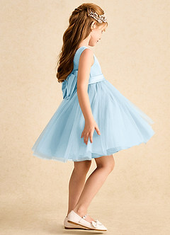 Azazie Jani Flower Girl Dresses Sky Blue A-Line Bow Tulle Dress image3