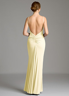 Azazie Jolene Robes de demoiselle d'honneur Robe Sirène en Jersey extensible de qualité supérieure Col Carré Sorbet Citron image6