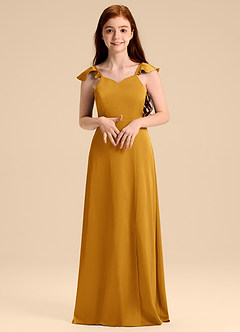 Azazie Everett Junior Klä av A-Line i Stretch Satin Rosett image4