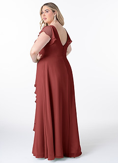 Azazie Omari Robes de demoiselle d'honneur Robe Trapèze en Mousseline de soie Terracotta image2