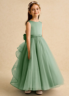 Azazie Lior Robe Demoiselle D'honneur Fillette Robe Princesse en Tulle Plissée Matcha image3