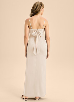 Azazie Mai Junior White Alabaster A-Line Sweetheart Neckline Stretch Satin Dress image2