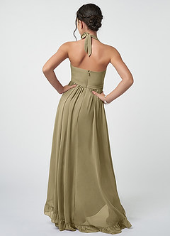 Azazie Hermione Junior Robe Trapèze en Mousseline de soie Vert Mousse image3