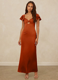 Christian Siriano Bridal for Azazie 1005 Bridesmaid Dresses Burnt Orange Sheath Sweetheart Neckline Stretch Satin Dress image8