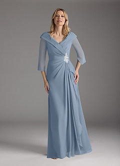Azazie Jaycee vestidos de madre de la novia Vestido de Azul Polvoriento de Gasa de Corte En A image5
