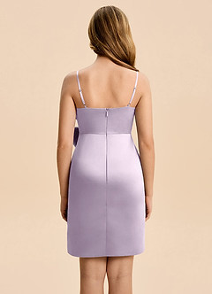 Azazie Nellie Junior Linia A Ukłon Matowy satynowy Mini Młodsza druhna Sukienka image2