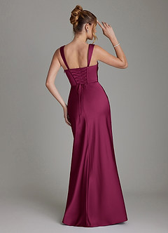 Azazie Agustina Bridesmaid Dresses Red Plum Mermaid Corset Stretch Satin Dress image2