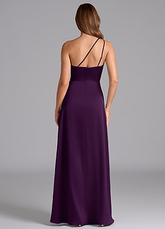Azazie Trina Jurken voor bruidsmeisjes Jurk van Stretch Satijn met A-Lijn One-Shoulder Druif image2