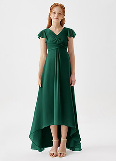 Azazie Breanne Junior Emerald A-Line Chiffon Dress image6