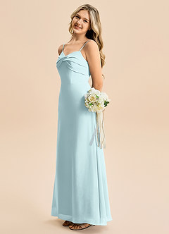 Azazie Jordyn Junior Vestido de Vidrio Marino de Gasa de Corte en A con Escote de Corazón image1