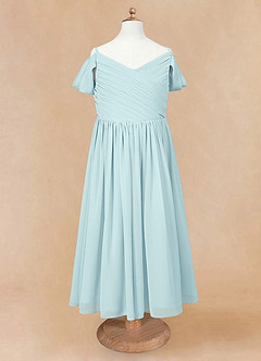 Azazie Chelle Flower Girl Dresses Sea Glass A-Line Pleated Chiffon Dress image6