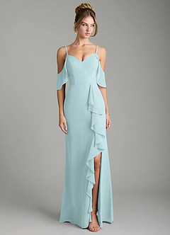 Azazie Alexys Abiti da Damigella Abito Tubino in Chiffon Spalle Scoperte Nebbia image1