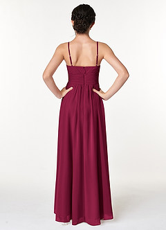 Azazie Catalina Junior Abito A-Line in Chiffon Drappeggiato Borgogna image2