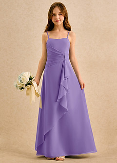 Azazie lolly Girls Formal Robe Demoiselle D'honneur Fillette Robe Trapèze en Mousseline de soie Plissée Tahiti image3