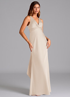 Azazie Hati Robes de demoiselle d'honneur Robe Sirène en Satin extensible Albâtre Blanc image4