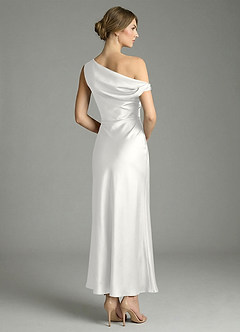 Azazie Emerson Bridesmaid Dresses White Mermaid Off the Shoulder Stretch Satin Dress image6