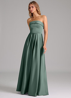 Azazie Lucienne Bridesmaid Dresses Sea Moss A-Line Strapless Stretch Satin Convertible Dress image6