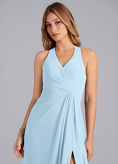Azazie Dorota Bridesmaid Dresses Sky Blue A-Line Pleated Chiffon Dress image6