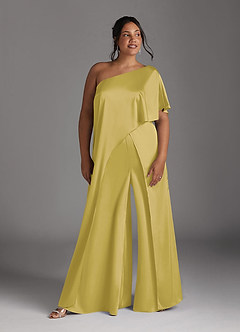 Azazie Hagretta Moeder van de bruid jurken Broekpak Jurk van Stretch Satijn Kanarie image9