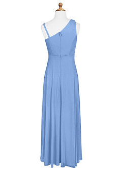 Azazie Brooke Junior Steel Blue A-Line Pleated Mesh Dress image6
