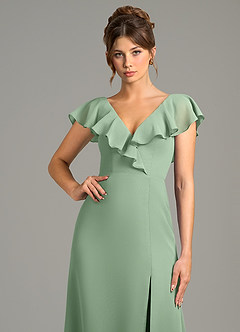 Azazie Kimmy Bridesmaid Dresses Matcha A-Line Ruched Chiffon Dress image5