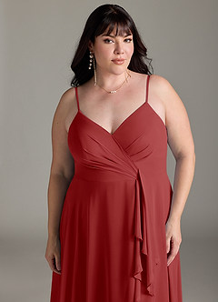 Azazie Akita Bridesmaid Dresses Rust A-Line Chiffon Dress image9