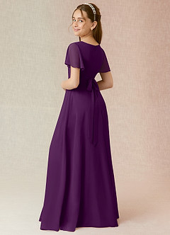 Azazie Induh Junior Grape A-Line Ruched Chiffon Dress image2