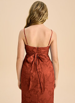 Azazie Mai Junior Etui Plissee Blumen-Burnout Kleid Rotbraun image7