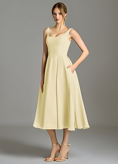 Azazie Amalie Bridesmaid Dresses Lemon Sorbet A-Line Pleated Chiffon Dress image1