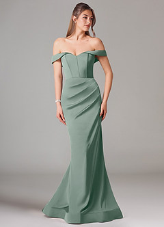 Azazie Everly Final Sale Amethyst Mermaid Off the Shoulder Stretch Satin Convertible Dress image3
