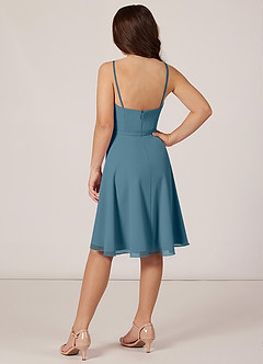 Azazie Kalie Junior Agave A-Line with Belt Chiffon Dress image4